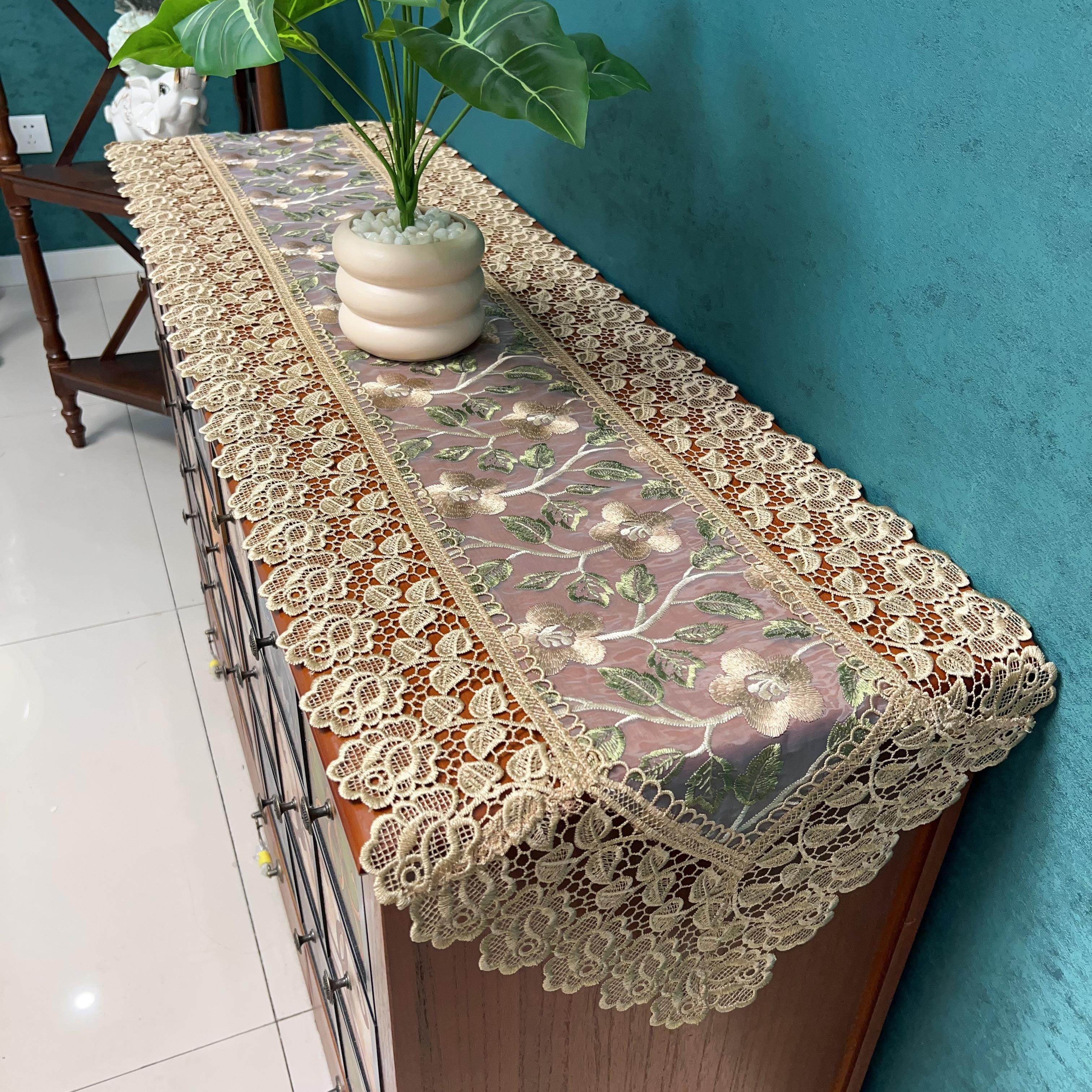 桌旗轻奢高端法式奶油风现代简约蕾丝五斗柜高级感桌布电视柜盖布,淘宝优惠券,粉丝福利购,淘宝优惠卷