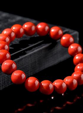 2026晶德珠宝 天然满肉南红玛瑙圆珠手串本命年红色手链饰品礼物