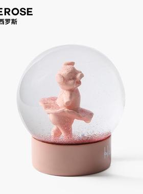 2026SEEROSE西罗斯粉色快乐猪水晶球居家摆件送女朋友情人节生日