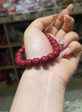 2026朱砂紫金砂回纹珠桶珠手串简约个性百搭复古手链男女款饰品