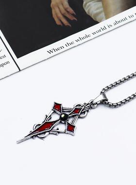 2026跨境新品复古黑暗哥特风项链合金滴油小众高级撒旦十字架吊坠