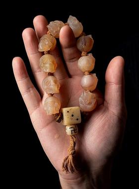 2026卡杰格朵.尸陀林主手串 天然山羊角佛珠手链男牦牛骨骷髅藏式