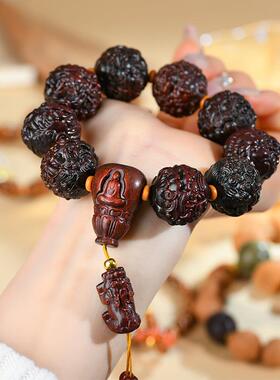 2026血檀木龙九子貔貅手链新中式国风盘玩文玩佛珠男手串手持把件