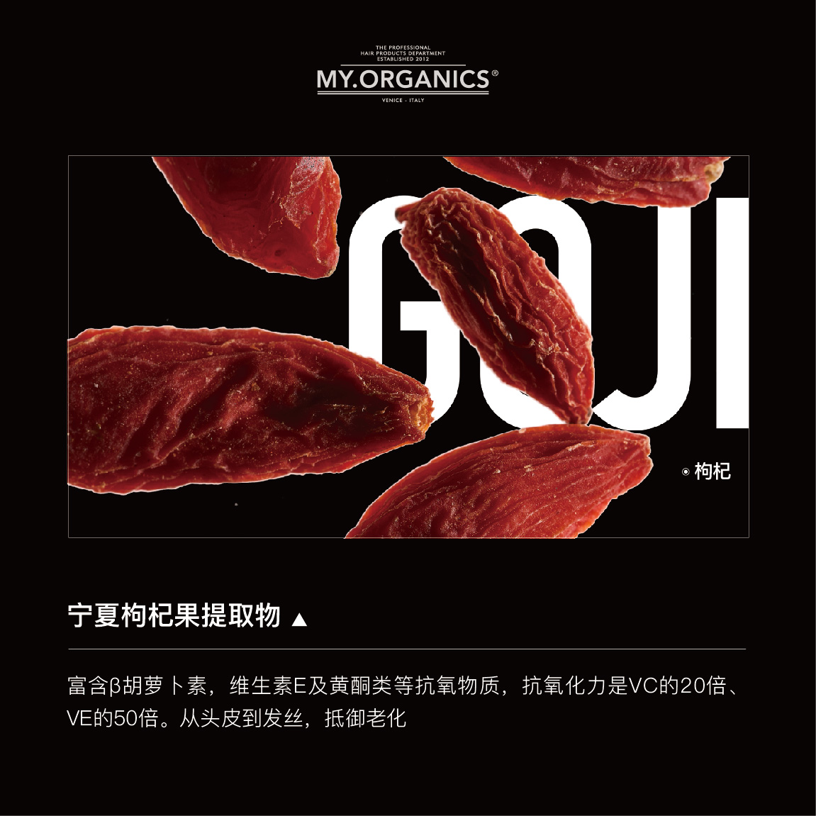 myorganics有机枸杞洗发水抗氧温和滋养改善毛躁分叉发丝强韧柔顺