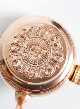水陆供盘扁壶红铜花朵藏传家用