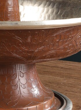 藏传尼泊尔手工雕花锤纹护法杯