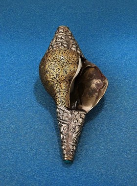 纯铜复古做旧尼泊尔手工掐丝海螺家居八供摆件用品中号海螺18cm