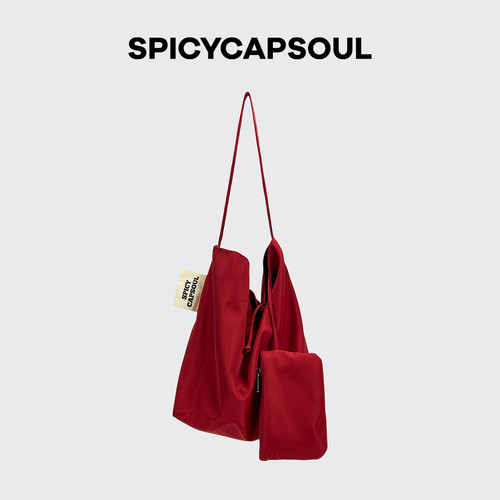 【邂逅】spicycapsoul原创定制面料单肩休闲极简大容量慵懒托特包 - 图2