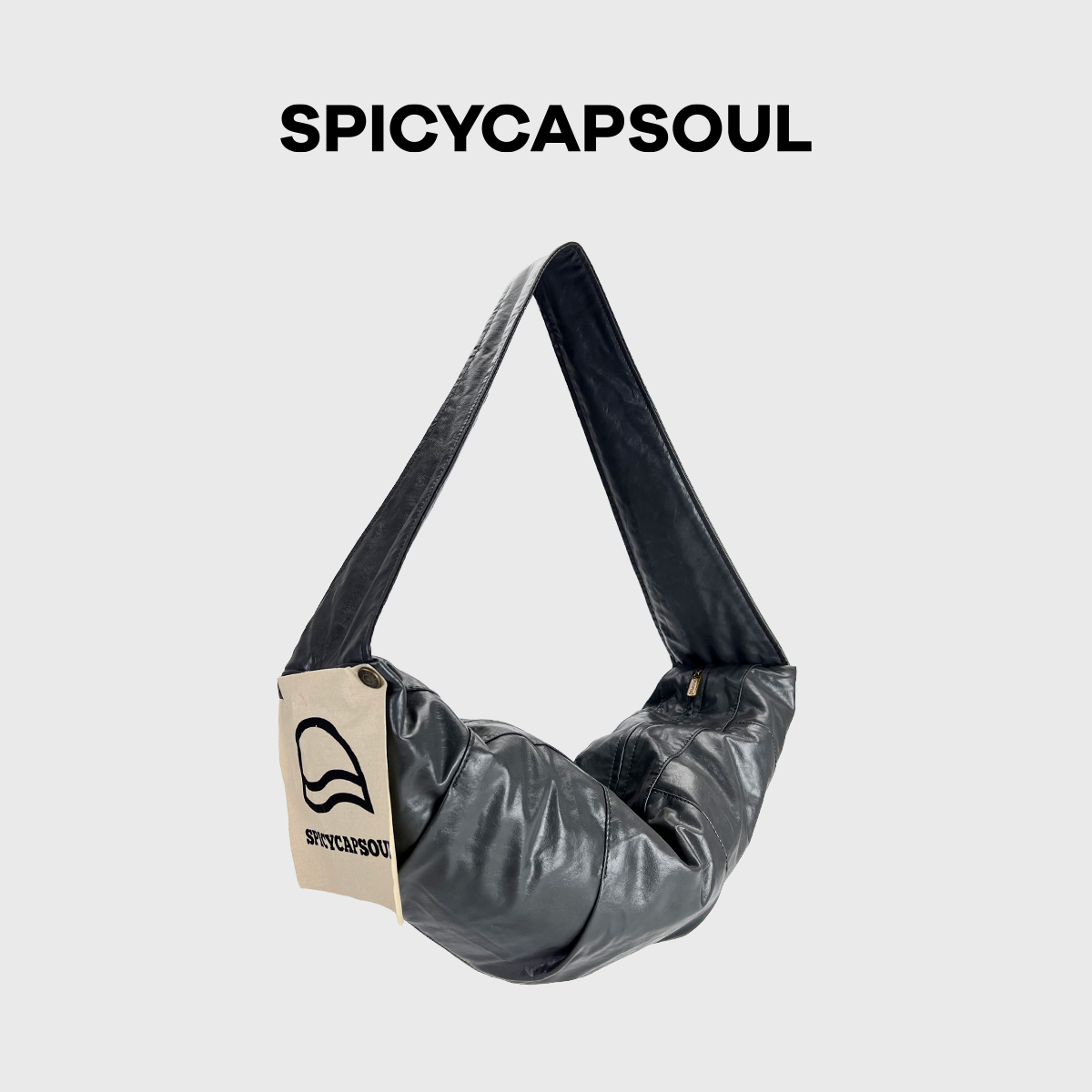 【膏药牛角】SpicyCapSoul复古时尚防水成衣面料可颂斜挎单肩包包,淘宝优惠券,粉丝福利购,淘宝优惠卷