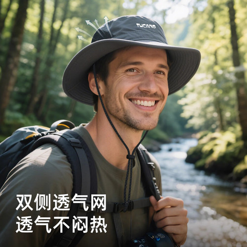 啄木鸟西部牛仔登山帽男夏季户外防晒帽防紫外线钓鱼遮阳渔夫帽女 - 图0