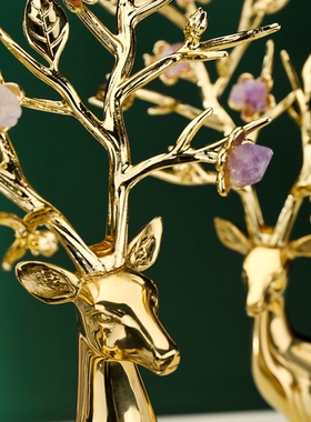 鹿摆件轻奢家居饰品招财铜鹿客厅电视柜酒柜玄关装饰乔迁新居礼物