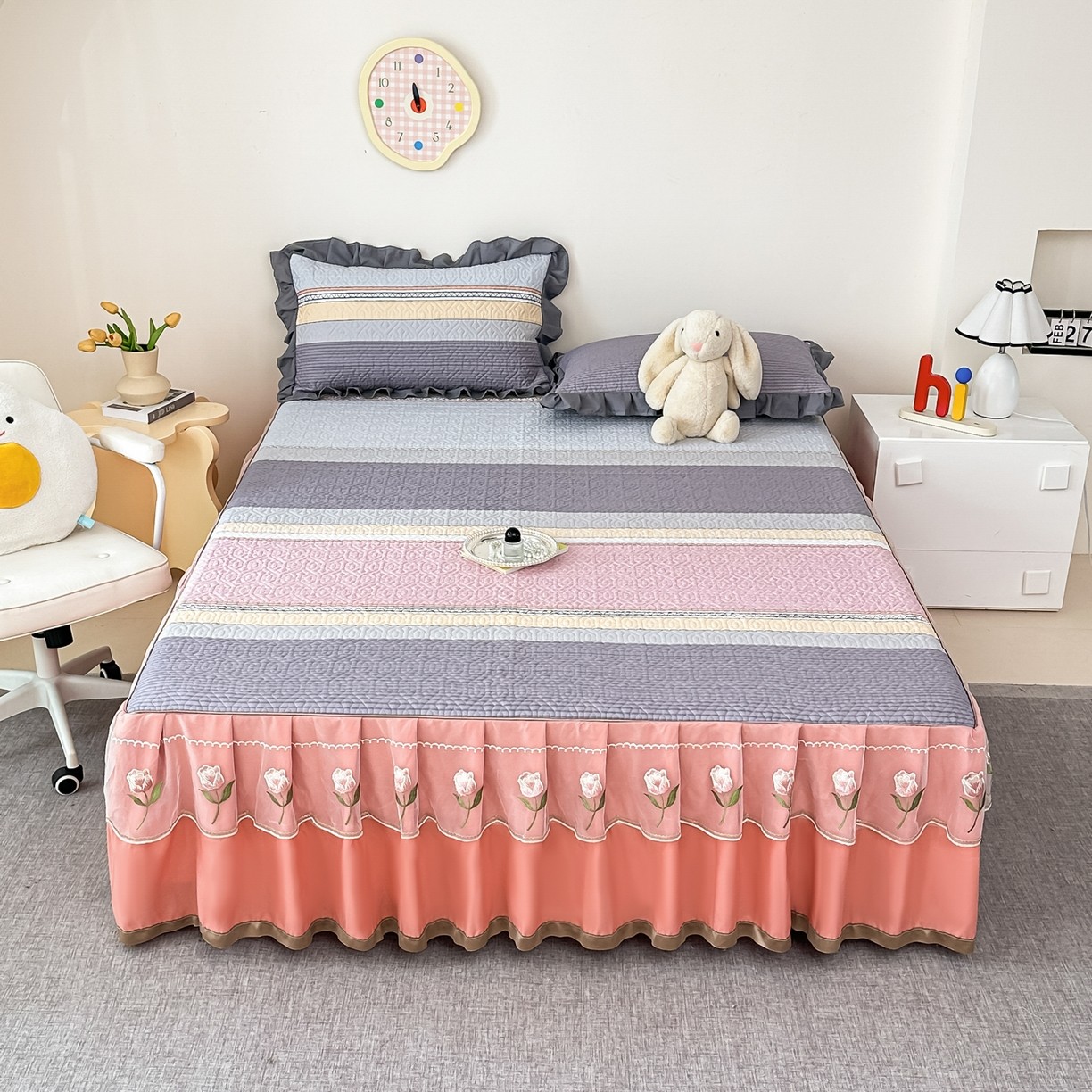 全棉夹棉床裙三件套纯棉床单件床笠下摆裙边床罩防滑床盖四季通用,淘宝优惠券,粉丝福利购,淘宝优惠卷