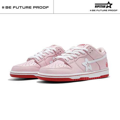 RIPSTAR/爆炸星粉色休闲板鞋女新款百搭透气增高运动鞋【粉玫瑰】 - 图0