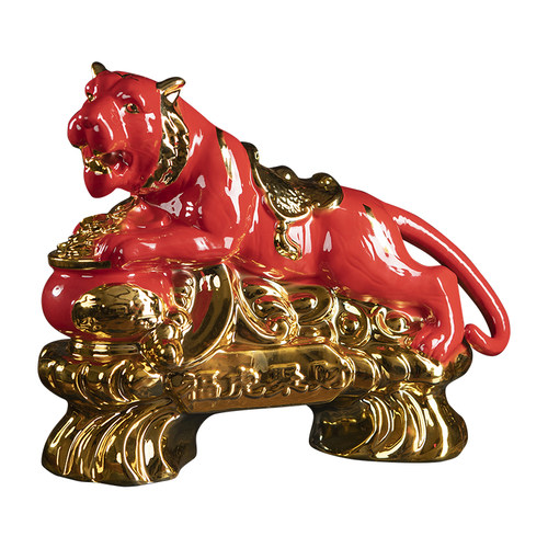 福虎聚财陶瓷空酒瓶5斤装酒坛子景德镇家用密封酒壶罐送礼盒摆件 - 图0