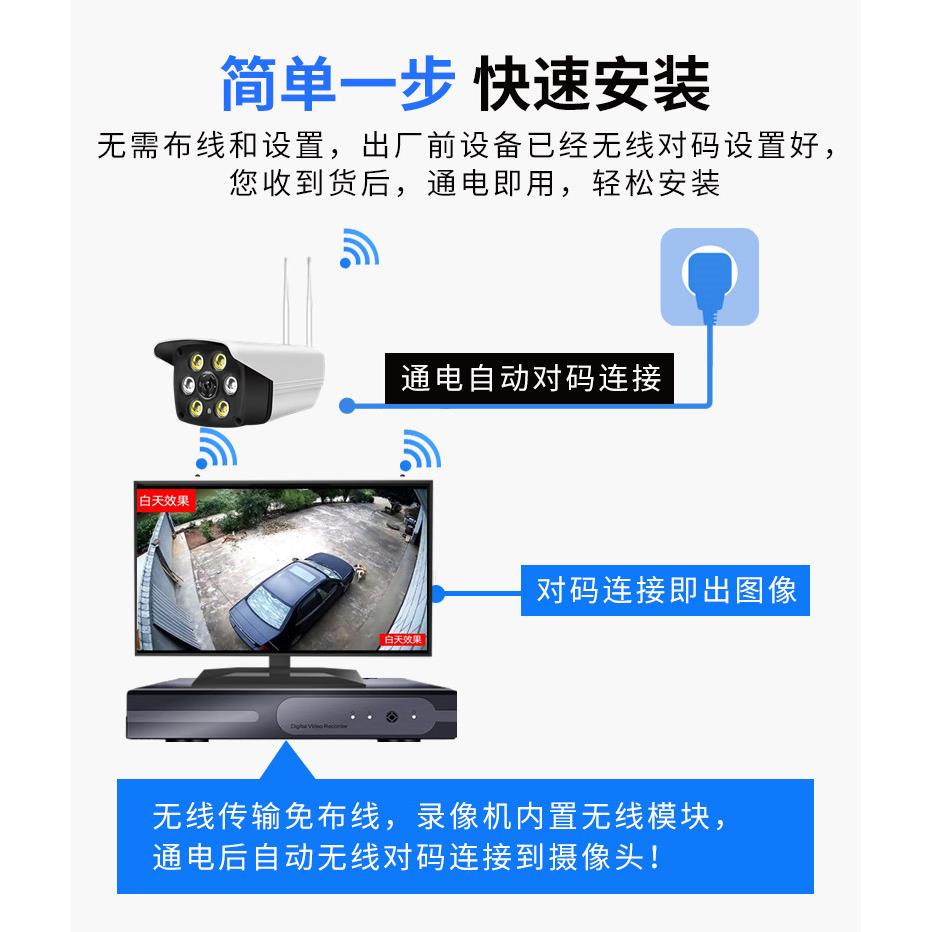 无线监控器全套设备系统超市家用商用户外远程摄像头高清室外套装-图2