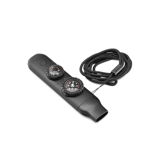 新款七合一多功能口哨求生哨求生口哨带LED灯温度计指南针信号镜