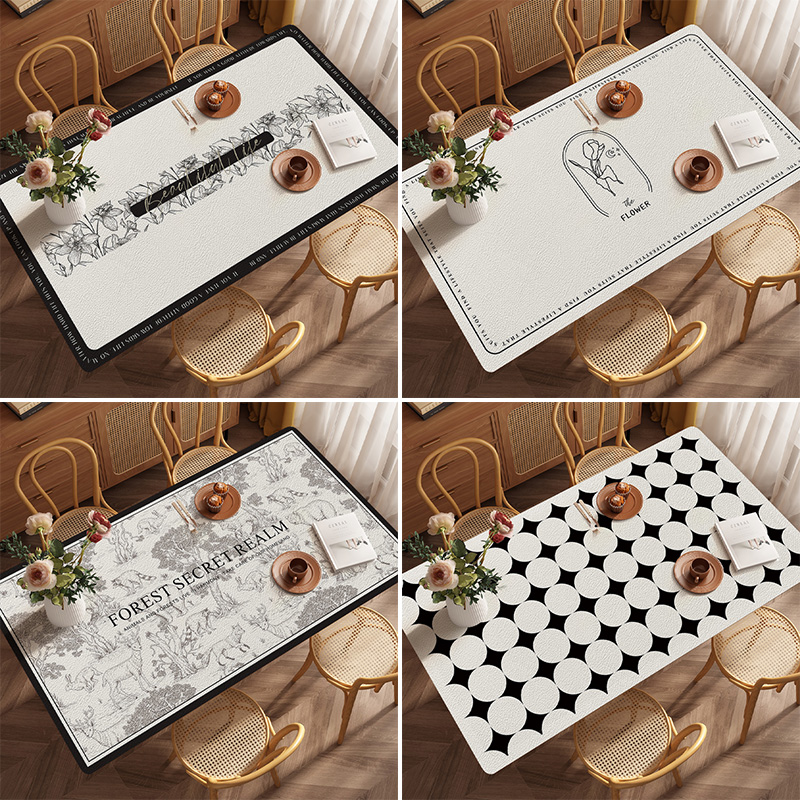 皮革餐桌垫防水防油免洗防烫桌布轻奢高级感茶几桌垫桌面垫子台布 - 图0