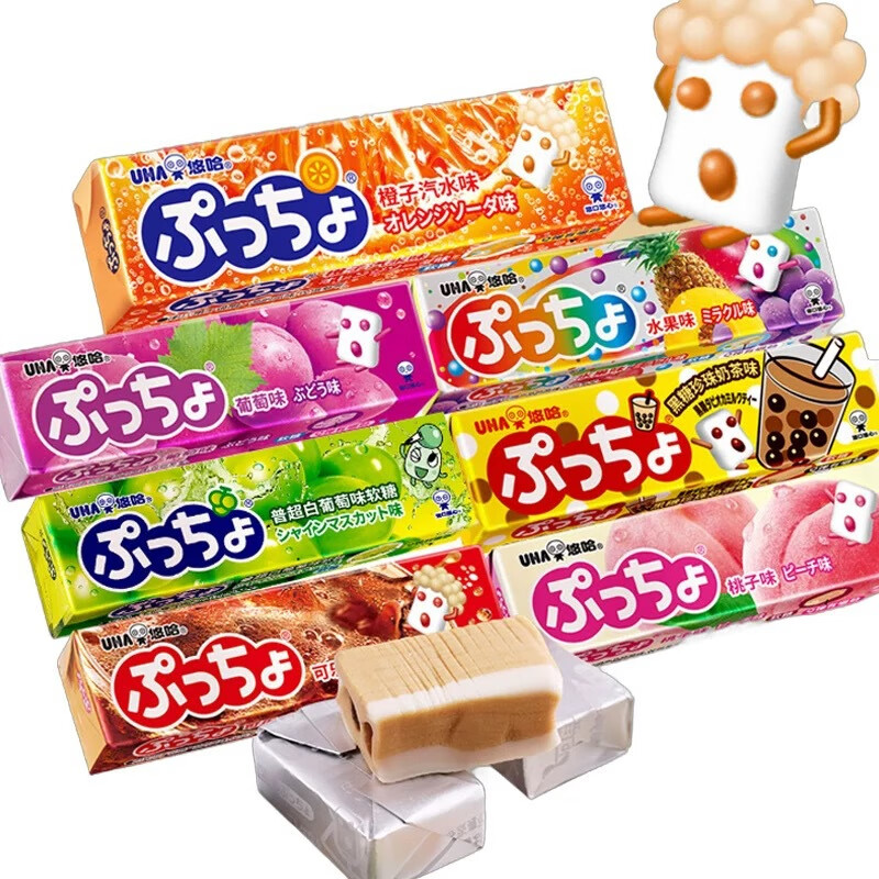 进口UHA悠哈味觉夹心糖果条装普超喜糖结婚果汁软糖上班休闲零食 - 图3