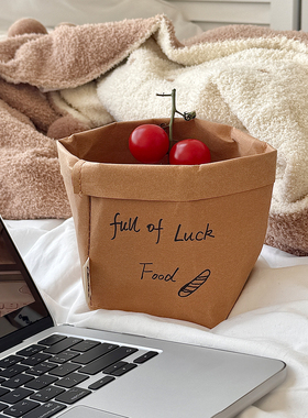 可水洗牛皮纸袋正方形加厚冰箱厨房收纳袋桌面整理杂物收纳盒大号