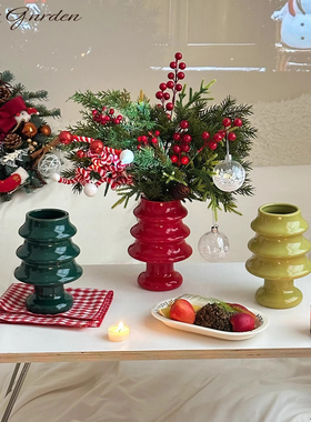 圣诞节氛围布置客厅陶瓷花瓶