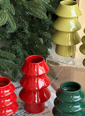 圣诞陶瓷花瓶创意鲜花插花瓶花艺花店diy圣诞家居客厅装饰摆件