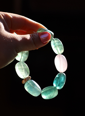 绿萤石黄粉晶大块水晶手链  12.19冬至节直播间专属