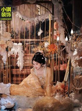 欧式铁艺超大型鸟笼婚庆装饰摆件户外落地别墅特大号摄影道具鸟笼