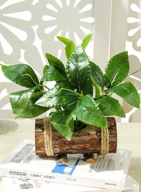 假花创意小摆件木盆仿真绿植室内盆栽家居装饰品仿真花办公室桌面
