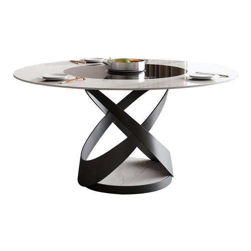 火锅餐桌家用意式轻奢岩板圆桌带内嵌转盘电磁炉暖菜电动转盘餐桌,淘宝优惠券,粉丝福利购,淘宝优惠卷