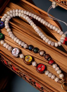 泰国佛牌链子香灰琉璃珠项链唐卡五路财神眼挂链菩提子文玩挂绳