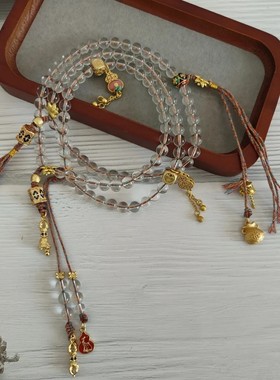 薛佳凝直播同款白水晶佛珠手持敦煌108子手串送女友闺蜜新年礼物