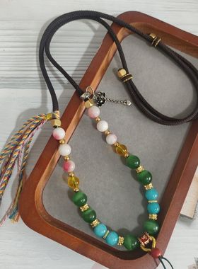 原创水晶珠链绳百搭吊坠配绳挂绳高档多宝珠链毛衣链玉佛吊坠挂绳