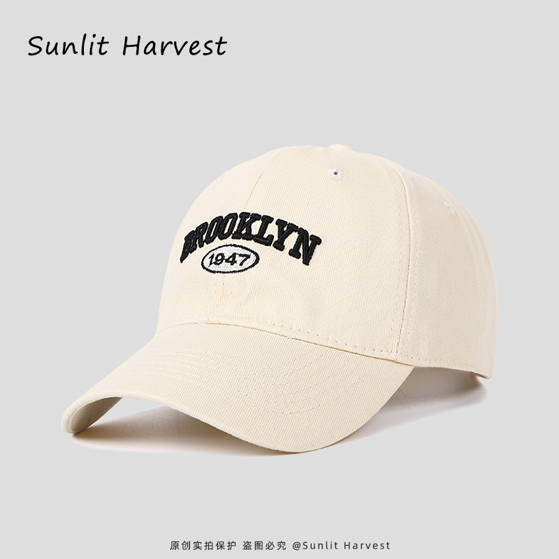 百搭遮阳显脸小棒球帽子女深顶宽弯檐大头围户外防晒刺绣鸭舌帽男 - 图0