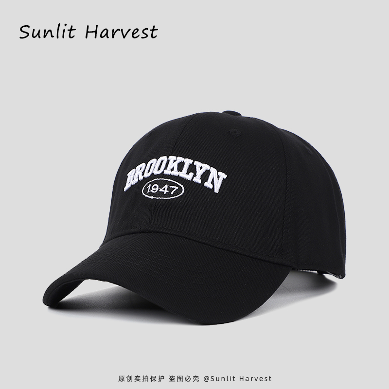 百搭遮阳显脸小棒球帽子女深顶宽弯檐大头围户外防晒刺绣鸭舌帽男 - 图3