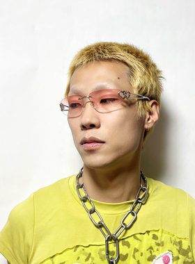 欧美无框爱心镂空猫眼太阳眼镜