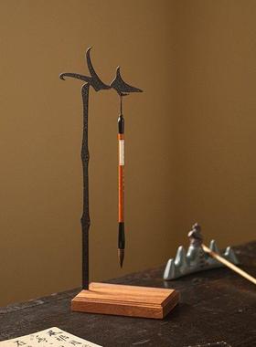 禅竹字书房挂毛笔架笔挂茶室茶空间道具装饰书法用具