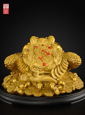 铜金蟾摆件黄铜三足蟾蜍招聚店铺客厅开业办公室财三脚金蝉大号