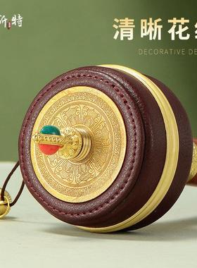 欧斯特圣大手摇转轮彩珠镶嵌手持转筒桌面转动金桶摆件