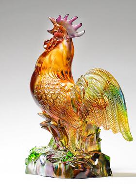 琉璃鸡摆件书房桌面装饰品家居礼品贺寿公鸡生肖生日礼物高档轻奢