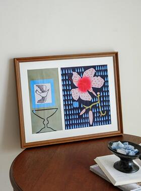 苌物·晨雾｜中古覆古客餐厅挂画奶油风入户玄关装饰画花卉组合画
