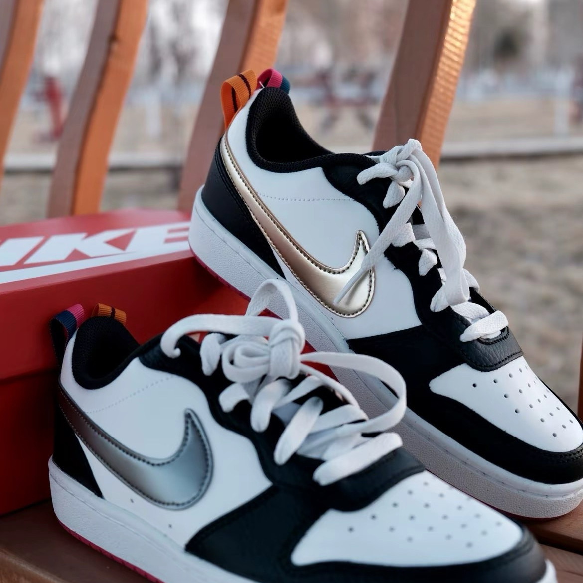 Nike Court Borough Low 2 SE1 (GS) 皮革低帮休闲板鞋DJ0040-100,淘宝优惠券,粉丝福利购,淘宝优惠卷