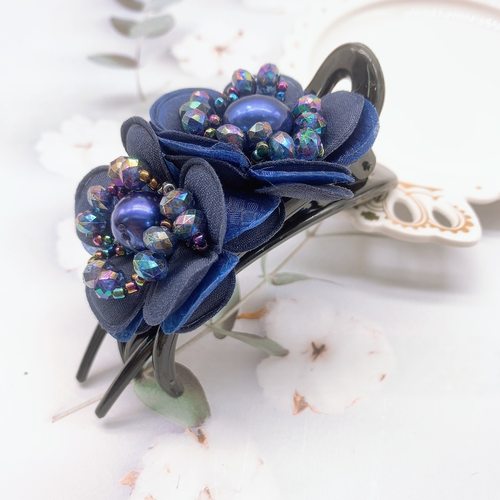 TKTK跨境韩系后脑勺顶夹中号发卡花朵三齿鸭嘴夹韩国盘头发夹子发 - 图1