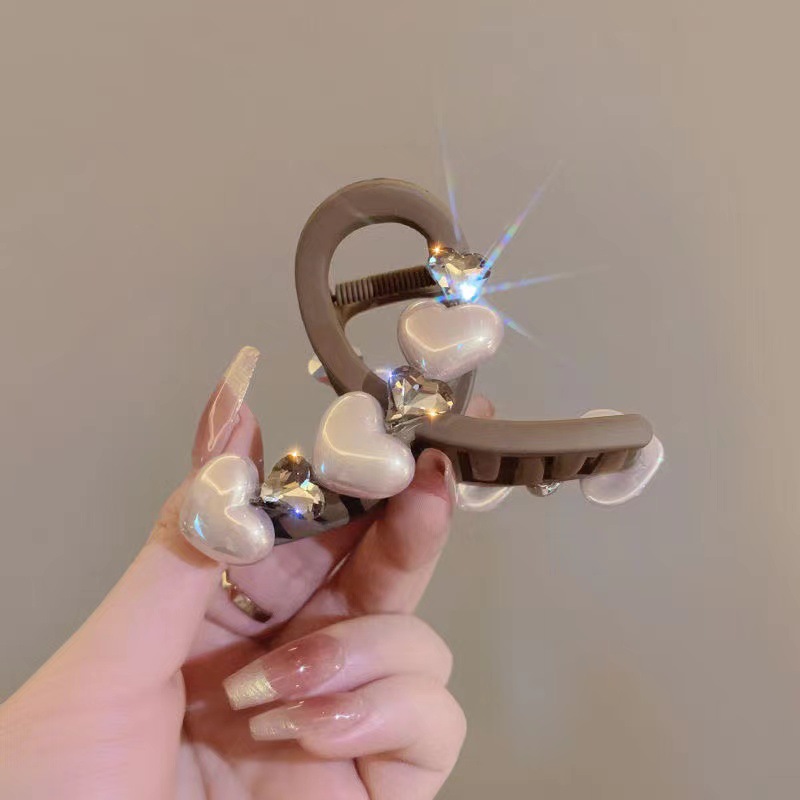 小抓夹好盘发~感轻奢气质爱心发夹女后脑勺ins鲨鱼夹子盘发抓 - 图1