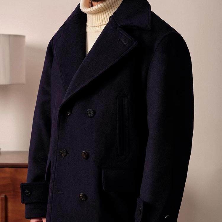 CULTUM海军大衣全羊毛秋冬季毛呢子外套男士款加厚英伦风中长款,淘宝优惠券,粉丝福利购,淘宝优惠卷