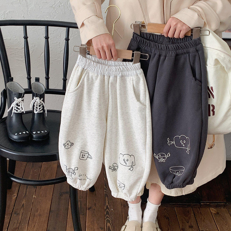 儿童冬装加绒保暖卫裤休闲运动裤子韩版男女宝宝卡通印花束脚长裤,淘宝优惠券,粉丝福利购,淘宝优惠卷