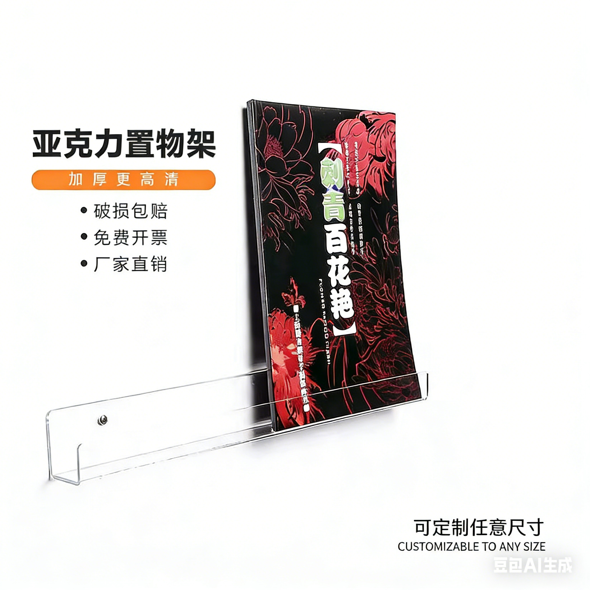 壁挂式展示架书架亚克力透明收纳架U型置物架墙上挂式少儿书架,淘宝优惠券,粉丝福利购,淘宝优惠卷