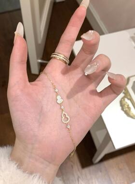 新款s925纯银满钻葫芦手链女