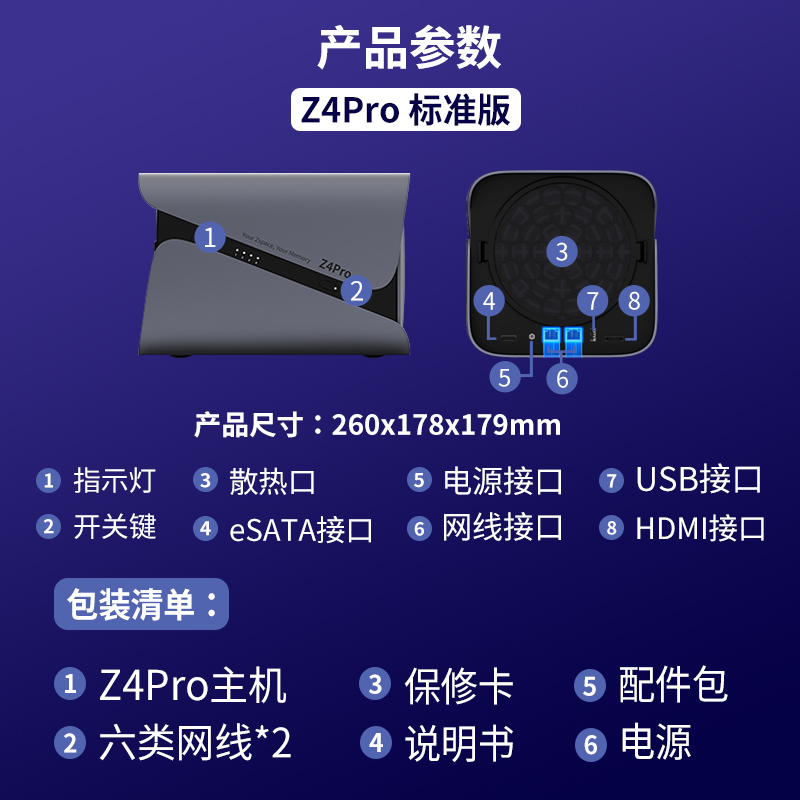 【顺丰快递】极空间Z4PRO 16G标准版私有云 nas家用企业网络存储个人 阿里云盘 局域网共享文件存储服务器 - 图1