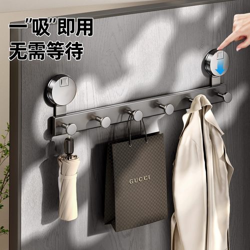 吸盘门后挂钩免打孔强力承重浴室门后挂衣收纳置物架微波炉清洁器 - 图0