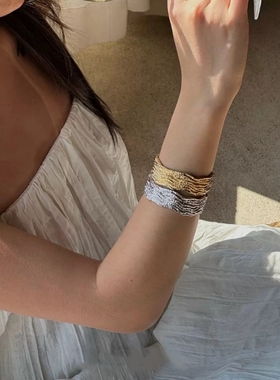 原创流沙系列肌理凹凸开口手镯女